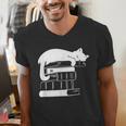 Cat Book Books And Cats Cat Lover Cat Mom Book Lovers Men's V-Neck T-Shirt