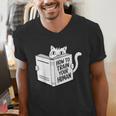 Cat Book Humor How To Train Your Human Men's V-Neck T-Shirt Cat Book Humor How To Train Your Human Men's V-Neck T-Shirt