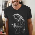 Cat Holds Book Writing Animal Print Motif Drawing Art Cat Men's V-Neck T-Shirt