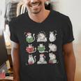 Cat Reading Book Funny Christmas Cat Book Lover Librarian Men Women Kids Men's V-Neck T-Shirt
