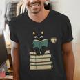 Cat Reading Book Men's V-Neck T-Shirt