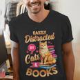 Cat Shirts For Women Book Lover Shirt Cats And Books Men's V-Neck T-Shirt