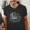 Cats Books And Coffee – My Perfect Day Cat Lover Men's V-Neck T-Shirt