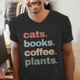 Cats Books Coffee Plants Gardening Mama Mom Mothers Men's V-Neck T-Shirt Cats Books Coffee Plants Gardening Mama Mom Mothers Men's V-Neck T-Shirt