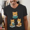 Cats Reading Book Lover Reading Bookworm Reader Men's V-Neck T-Shirt