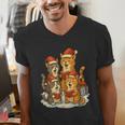 Cats Reading Books Christmas Tree Men's V-Neck T-Shirt