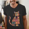 Cats Reading Books Librarian Library Readers Men's V-Neck T-Shirt
