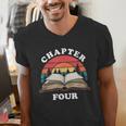 Chapter Four Book Reading 4th Birthday 4 Year Old Men's V-Neck T-Shirt Chapter Four Book Reading 4th Birthday 4 Year Old Men's V-Neck T-Shirt