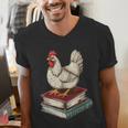 Chicken Books Back To School First Day Of School Boys Girls Men's V-Neck T-Shirt