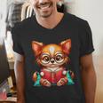 Chihuahua Reading a Book Dog Men's V-Neck T-Shirt Chihuahua Reading a Book Dog Men's V-Neck T-Shirt