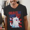 Childless Cat Ladies Vote Kamala Harris Cute Comic Book Cat Men's V-Neck T-Shirt Childless Cat Ladies Vote Kamala Harris Cute Comic Book Cat Men's V-Neck T-Shirt