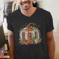 Christmas Book Pumpkin Reading Holiday Lovers Teacher Men's V-Neck T-Shirt Christmas Book Pumpkin Reading Holiday Lovers Teacher Men's V-Neck T-Shirt