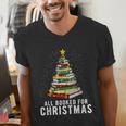 Christmas Book Tree All Booked For Xmas Men's V-Neck T-Shirt