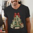 Christmas Book Tree Coquette Bow Xmas Reading Librarian Girl Men's V-Neck T-Shirt Christmas Book Tree Coquette Bow Xmas Reading Librarian Girl Men's V-Neck T-Shirt