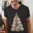 Christmas Book Tree Teacher Book Lover Xmas Librarian Men's V-Neck T-Shirt Christmas Book Tree Teacher Book Lover Xmas Librarian Men's V-Neck T-Shirt