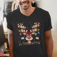 Christmas Librarian Reindeer Matching Book Lover Men's V-Neck T-Shirt