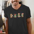 Christmas Library Gingerbread Man Books Lover Bookish Men's V-Neck T-Shirt Christmas Library Gingerbread Man Books Lover Bookish Men's V-Neck T-Shirt
