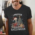 Christmas Outfit I Prefer Halloween Book Reading Skeleton Men's V-Neck T-Shirt Christmas Outfit I Prefer Halloween Book Reading Skeleton Men's V-Neck T-Shirt