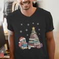 Christmas A Penguin Reading Book Snowflake Cocoa Hot Teacher Men's V-Neck T-Shirt Christmas A Penguin Reading Book Snowflake Cocoa Hot Teacher Men's V-Neck T-Shirt
