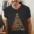 Christmas Tree Bookshelf Book Lover Library Men's V-Neck T-Shirt Christmas Tree Bookshelf Book Lover Library Men's V-Neck T-Shirt