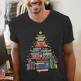 Christmas Tree Made Of Books Librarian Reader Holiday Men's V-Neck T-Shirt Christmas Tree Made Of Books Librarian Reader Holiday Men's V-Neck T-Shirt