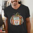 I Closed My Book To Be Here Fall Pumpkin Men's V-Neck T-Shirt I Closed My Book To Be Here Fall Pumpkin Men's V-Neck T-Shirt