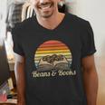 Coffee Beans & Books Retro Bookworm Librarian Men's V-Neck T-Shirt
