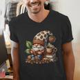 Coffee And Book Reading Accessories For Book Lovers Gnome Men's V-Neck T-Shirt Coffee And Book Reading Accessories For Book Lovers Gnome Men's V-Neck T-Shirt
