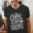 Coffee Cats & Books Reading Book Lover Reader Men's V-Neck T-Shirt Coffee Cats & Books Reading Book Lover Reader Men's V-Neck T-Shirt