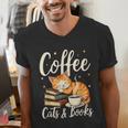 Coffee Cats And Books Lover For Women & Men Coffee Men's V-Neck T-Shirt Coffee Cats And Books Lover For Women & Men Coffee Men's V-Neck T-Shirt