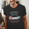 Coffee Crochet Good Book Bookish Yarn Crafter Men's V-Neck T-Shirt Coffee Crochet Good Book Bookish Yarn Crafter Men's V-Neck T-Shirt