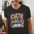 Color Our World Book Reading Program 2026 Summer Men's V-Neck T-Shirt