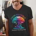Color Our World Summer Reading 2025 Tree Book Lover Camping Men's V-Neck T-Shirt Color Our World Summer Reading 2025 Tree Book Lover Camping Men's V-Neck T-Shirt