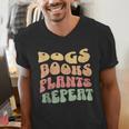 Colorful Dogs Books Plants Repeat Men's V-Neck T-Shirt Colorful Dogs Books Plants Repeat Men's V-Neck T-Shirt