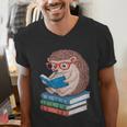 Cool Hedgehog Book Nerd Readers Men's V-Neck T-Shirt Cool Hedgehog Book Nerd Readers Men's V-Neck T-Shirt
