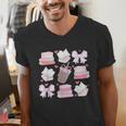 Coquette Bow Book Coffee Valentines Bookish Library Teacher Men's V-Neck T-Shirt Coquette Bow Book Coffee Valentines Bookish Library Teacher Men's V-Neck T-Shirt