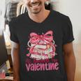 Coquette Bow All Booked For Valentine Book Lover Bookish Men's V-Neck T-Shirt