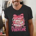 Coquette Bow All Booked For Valentines Teacher Book Men's V-Neck T-Shirt