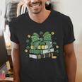 Coquette Bow Books St Patrick's Shamrock Bookworm Librarian Men's V-Neck T-Shirt