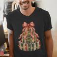 Coquette Christmas Book Tree Xmas Lights Librarian Teacher Men's V-Neck T-Shirt Coquette Christmas Book Tree Xmas Lights Librarian Teacher Men's V-Neck T-Shirt