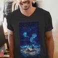 Cosmic Botanical Book Lover Reading Men's V-Neck T-Shirt Cosmic Botanical Book Lover Reading Men's V-Neck T-Shirt