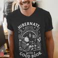 Cozy Bear Reading Hibernate With a Book Men's V-Neck T-Shirt