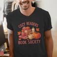 Cozy Readers Book Society Teacher Reading Floral Pumpkin Tee Men's V-Neck T-Shirt Cozy Readers Book Society Teacher Reading Floral Pumpkin Tee Men's V-Neck T-Shirt