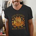 Cozy Readers Book Society Vintage Fall Books & Pumpkin Men's V-Neck T-Shirt