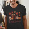 Cozy Season Autumn Leaves Books Pumpkins Fall Halloween Men's V-Neck T-Shirt