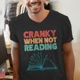 Cranky When Not Reading Retro Vintage Book Lover Men's V-Neck T-Shirt