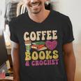 Crochet Coffee Reading Books Crocheter Crocheting Men's V-Neck T-Shirt Crochet Coffee Reading Books Crocheter Crocheting Men's V-Neck T-Shirt