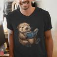 Cute Book Sea Otter Men's V-Neck T-Shirt
