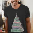 Cute Bookmas Christmas Book Tree Book Lover Teacher Men's V-Neck T-Shirt