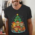 Cute Cats Reading Books Christmas Tree Men's V-Neck T-Shirt Cute Cats Reading Books Christmas Tree Men's V-Neck T-Shirt
